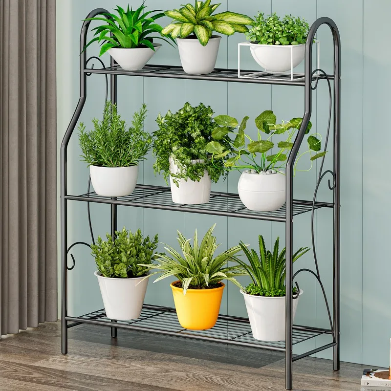 Simple Shoe Rack 3-layer Multifunctional Iron Art Modern Economical Assembly Flower Stand Planters for Indoor Plants Pot Stands