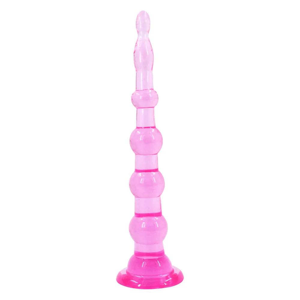 Gerippter Silikon Analplug Mit Perlen Und Jelly Dildo Toy_voghion.com