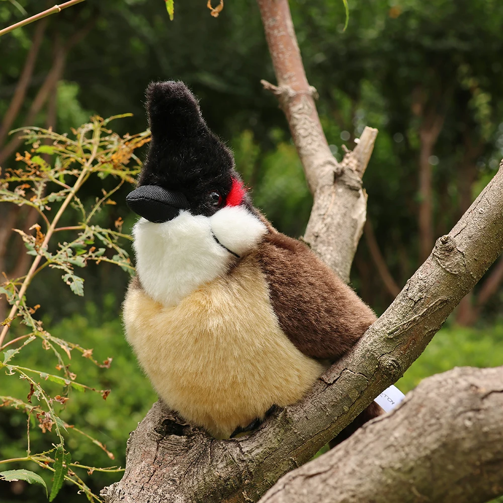 

17cm High Lifelike Red-whiskered Bulbul Plush Toys Soft Perching Birds Sparrow Stuffed Animals Toy Dolls Gifts For Kids