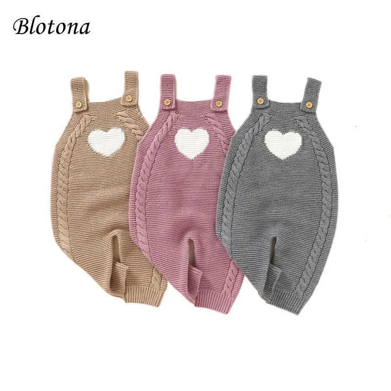 

Blotona Cute Baby Boy Girls Heart Pattern Sleeveless Solid Color Jumpsuit Fashion Knitted Sweater Playsuit for Newborn, 0-18M