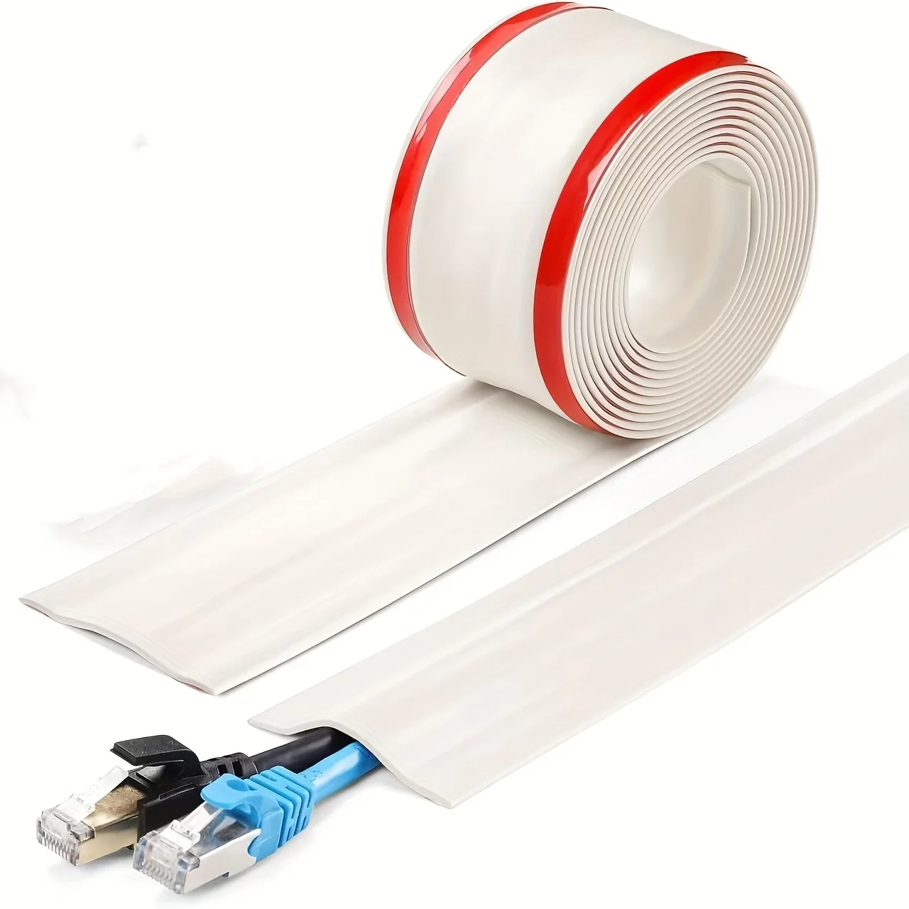 Self-Adhesive PVC Cable Cover Protector - Wear Resistant Wire Organizer and Trip Preventer