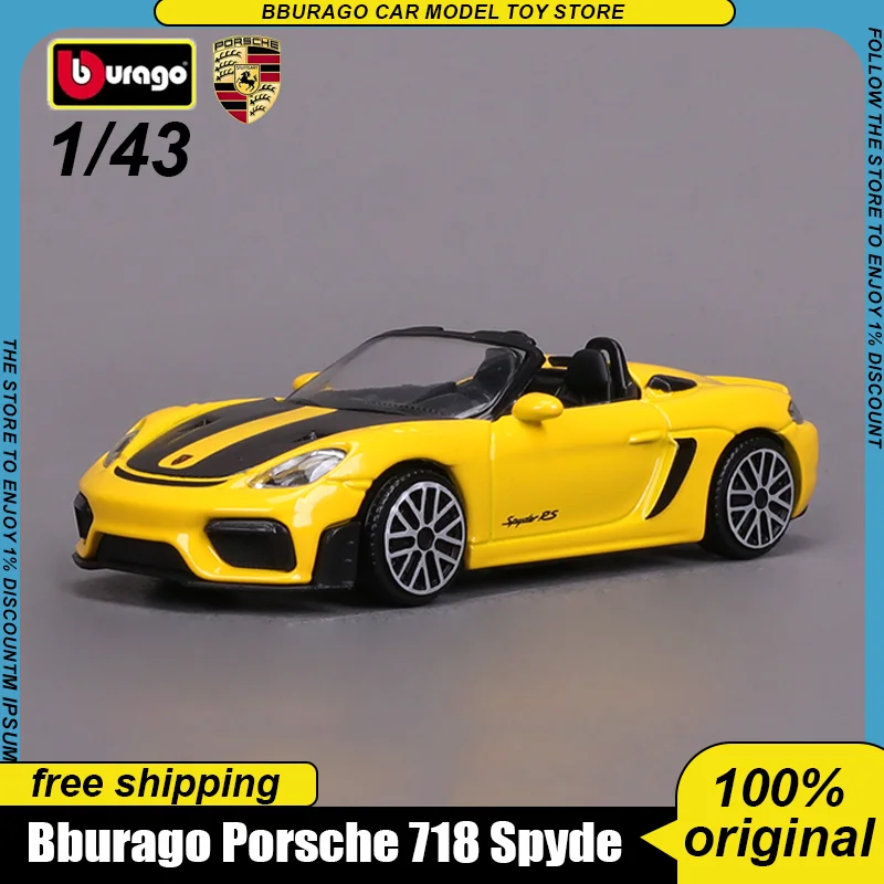 Novo em estoque bburago 1:43 porsche 718 spyder rs liga em
