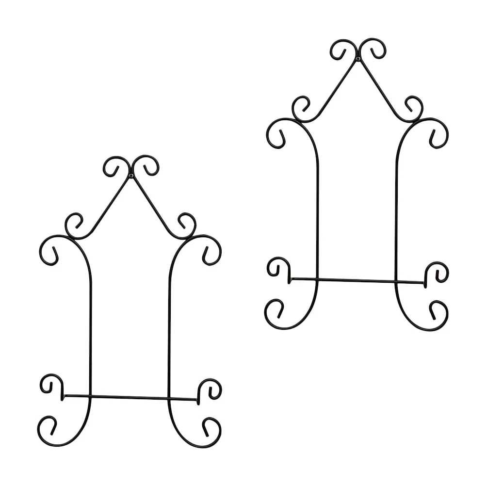 

2 Pcs Iron Easel Artwork Hanging -Mounted Panel Display Holder Wrought Stand Hanger
