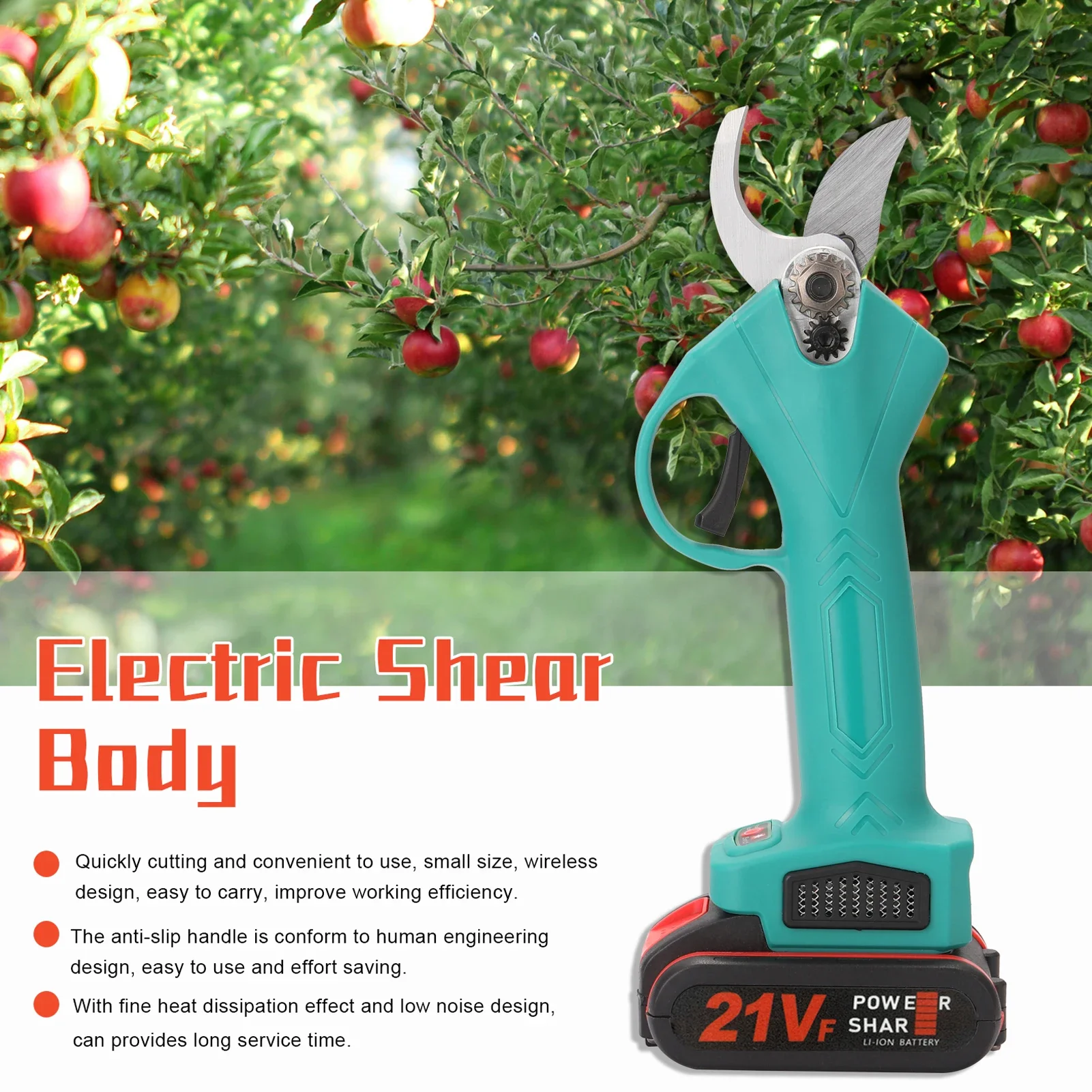 Hot Sell Scissors Cordless Electric Pruner 88VF 21V 30mm Electric Pruner Rechargeable Battery Pruning Shears Garden Cutter 2