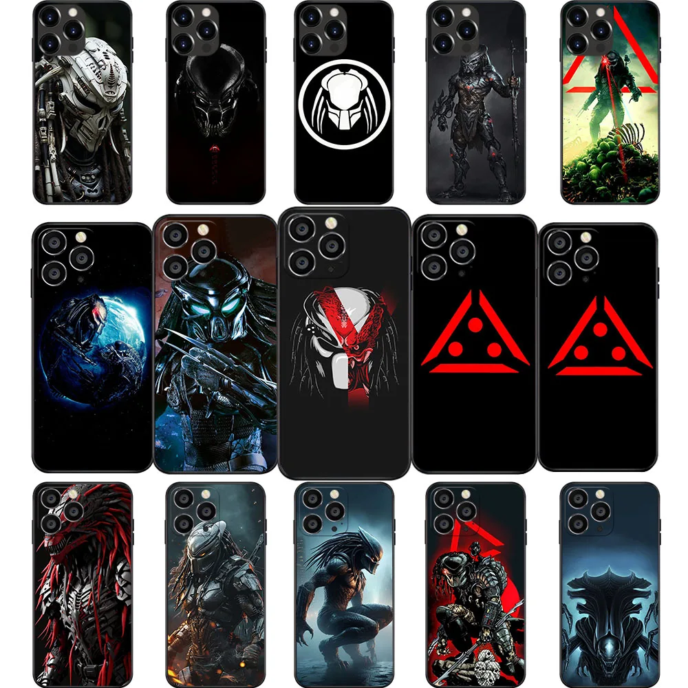 Id-28 Aliens Vs Predator Custodia Morbida Per Iphone 11 12 13 14 15 Mini Pro Max Plus