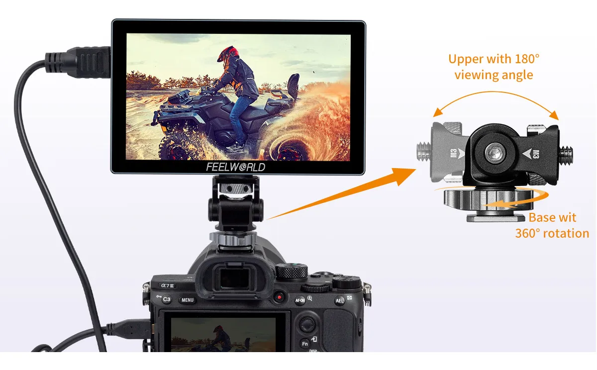 P6X 5.5" Camera Field Monitor 3D LUT HDR IPS Panel TouchScreen Display 4K HDMI-C