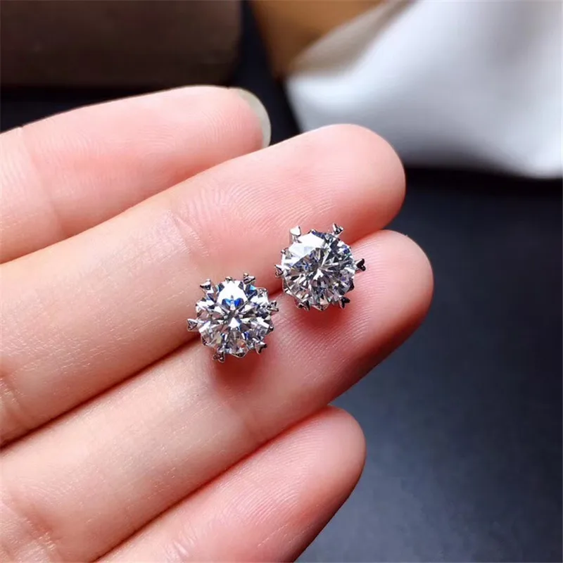 Moissanite Stud Earrings 0.5Ct 1Ct Vvs Lab Diamond Test Passed Wedding Party Anniversary Gift For Women Real 925 Sterling Silver