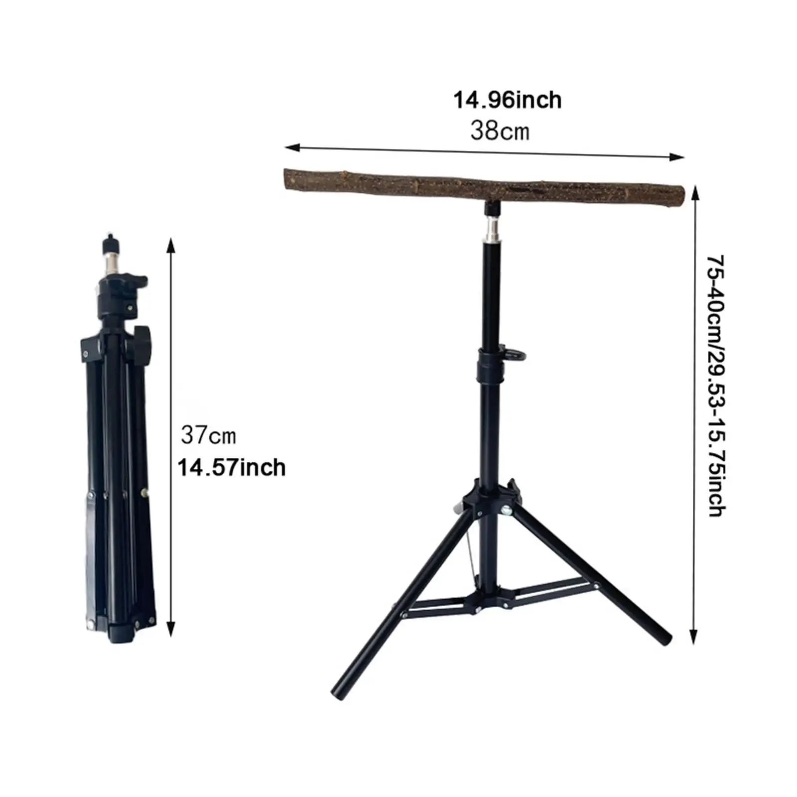 Wooden Parrot Perch Height Adjustable Tripod Stable Exercise Toy Parrot Floor Stand Pet Supplies for Finches