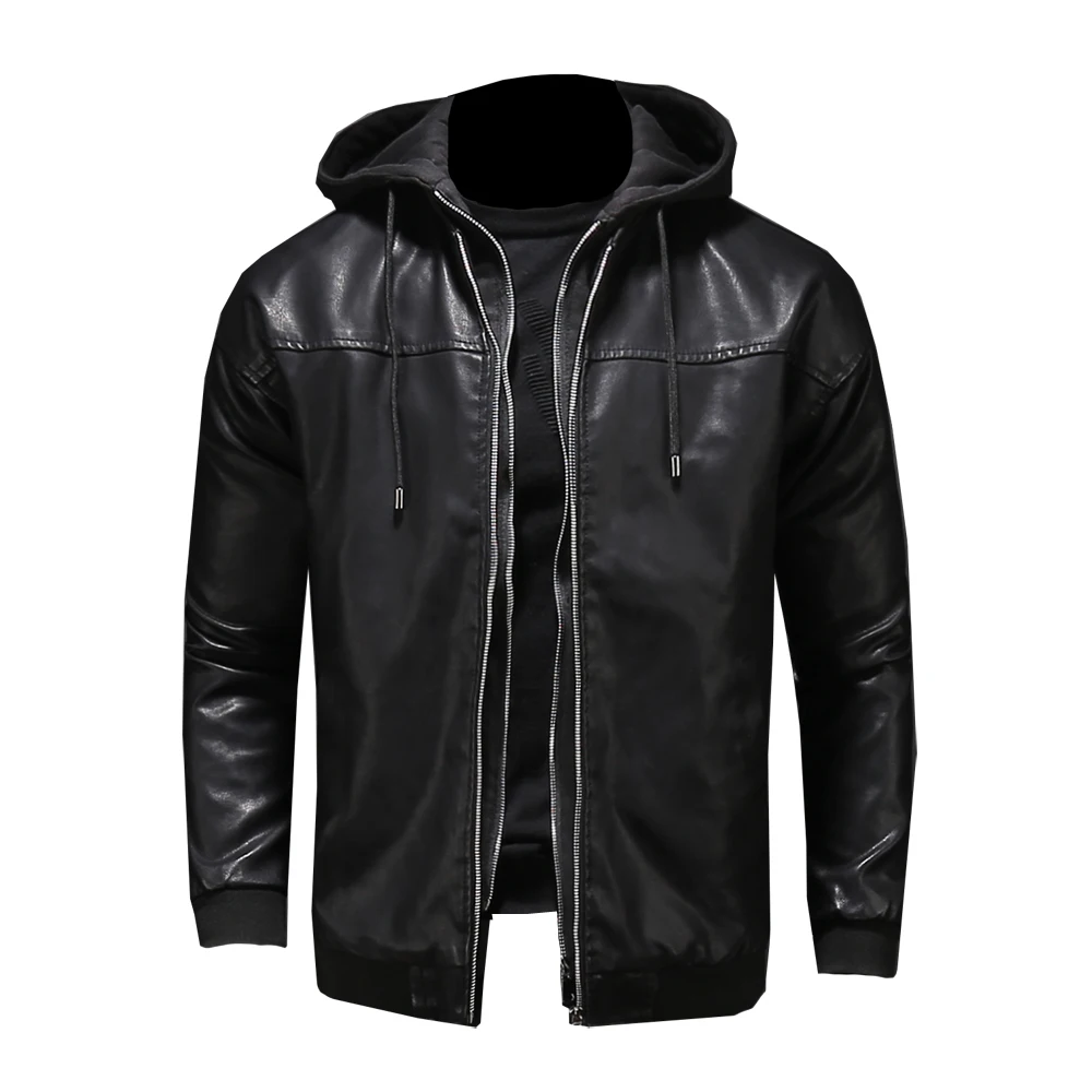 big and tall leather jacket New Style PU Leather Jacket Men Turn Down Neck Zipper Casual Winter Warm Top Blouse Thickening Coat Outwear Top Blouse Jacket winter soldier jacket Casual Faux Leather