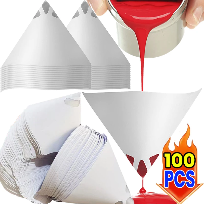 10-100Pcs Disposable Car Paint Spray Mesh Paper Filter Purifying Straining Funnel Paint Filter Conical Nylon Micron Paper Funnel