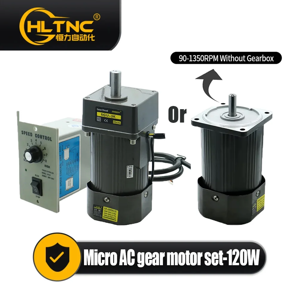 120W Micro moteur à courant alternatif 110v 220v monophasé moteur asynchrone moteur à engrenages 15mm arbre moteur + régulateur de vitesse 5 tr/min-1350 tr/min 50/60hz