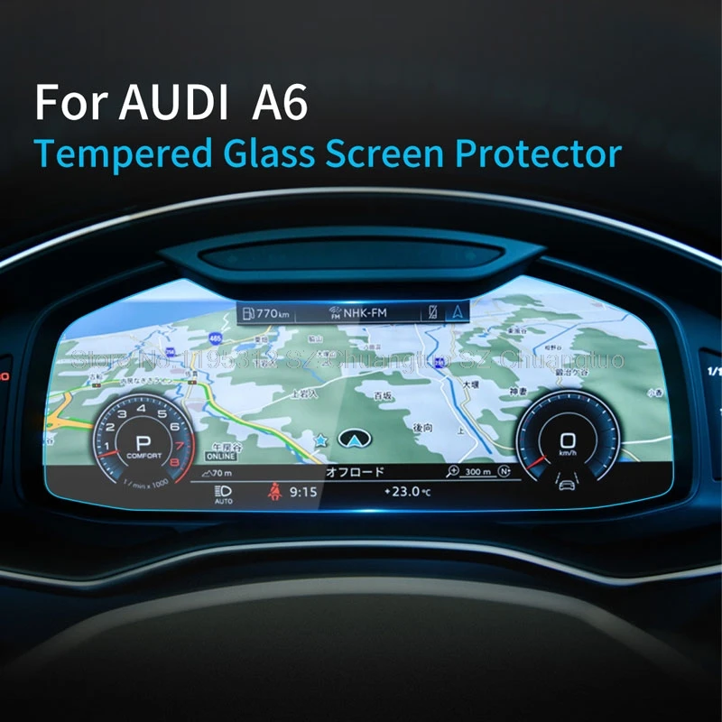 LFOTPP Compatible Avec Aud-i A6 C8 / A7 4K8 2019+ Ensemble De Protection D'écran Navigation, 9H Anti-Rayures Verre Trempé Accessoires De Voiture ( Film De Protection Supérieur + Inférieur