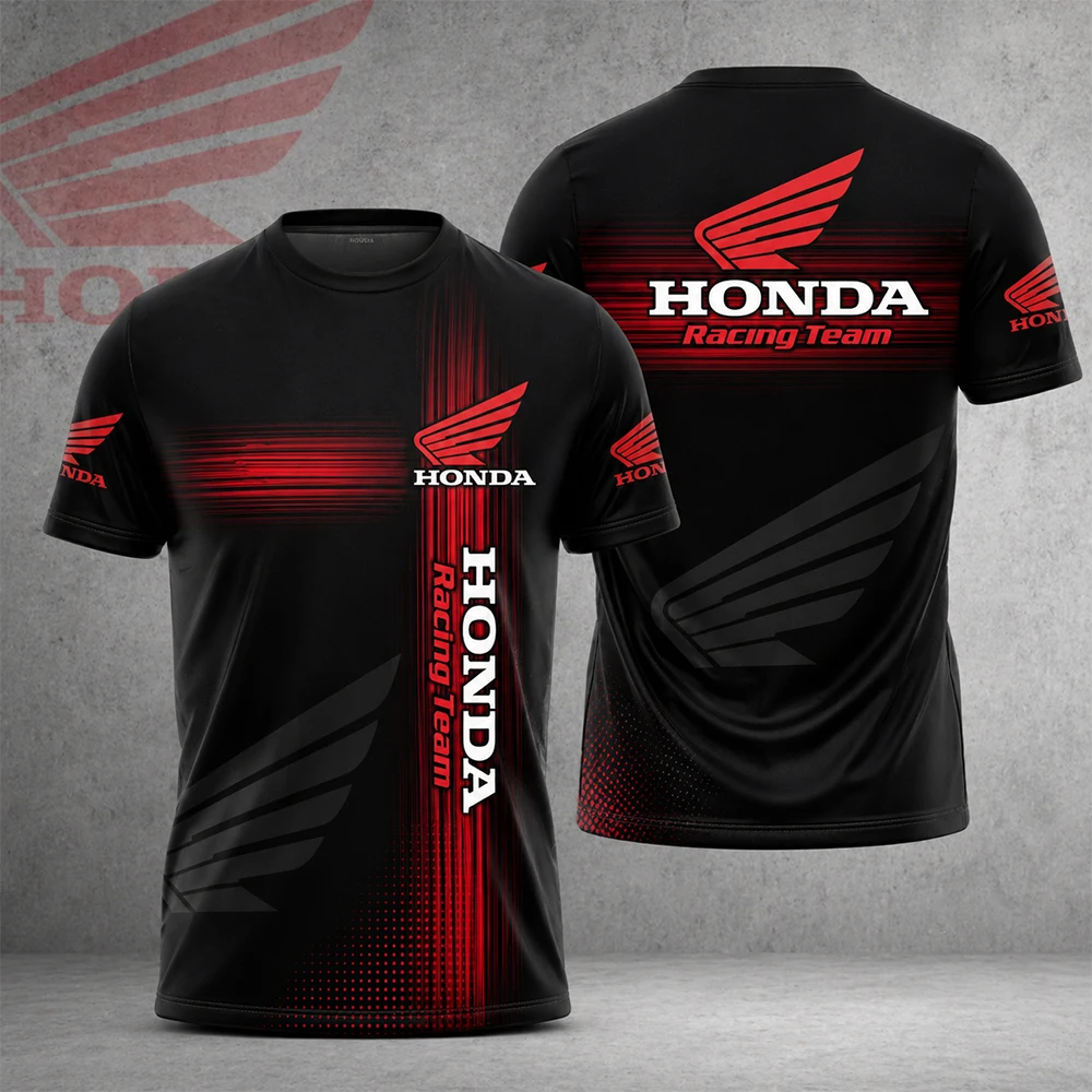 SOMMER-NEUHEIT 2026 Kinder-Renn-T-Shirt Herren Lässiges Kurzarm-T-Shirt mit 3D-Motorrad-Print HONDA