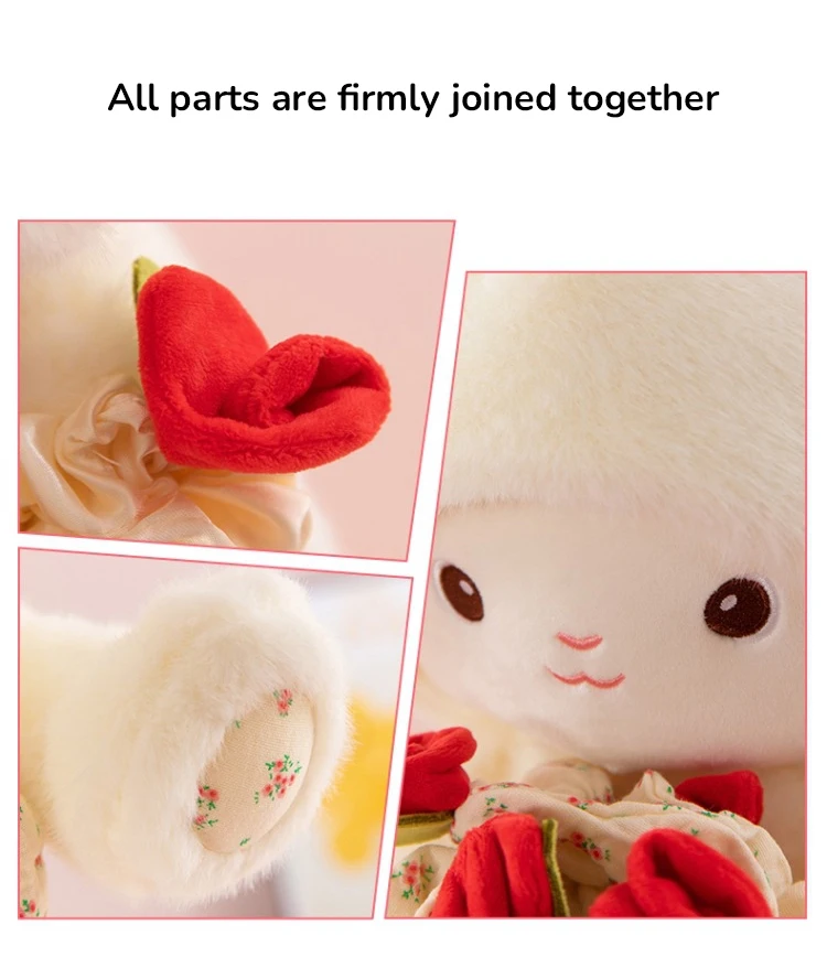 Rose Bouquet Sheep Doll with Hand Magnetic Soft Animal Plush Small Anime Hugging Lamb Doll Birthday Girls Valentine Gift