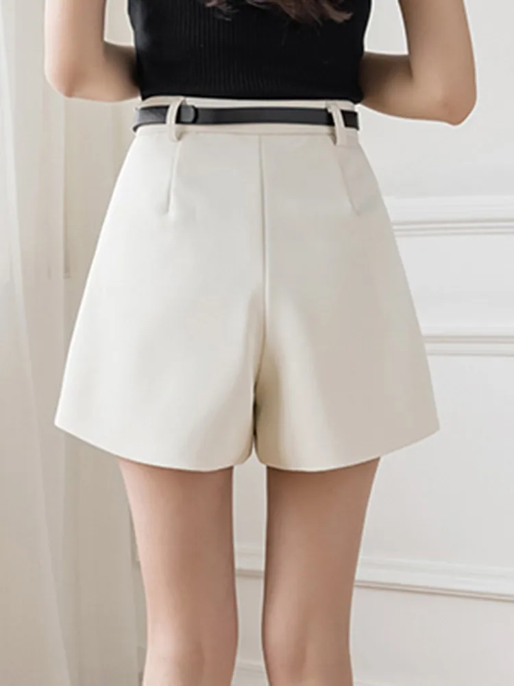  - Korean Style Women Casual Shorts New 2023 Summer Solid Color All-match Basics High Waist Ladies Elegant Short Pants W1285