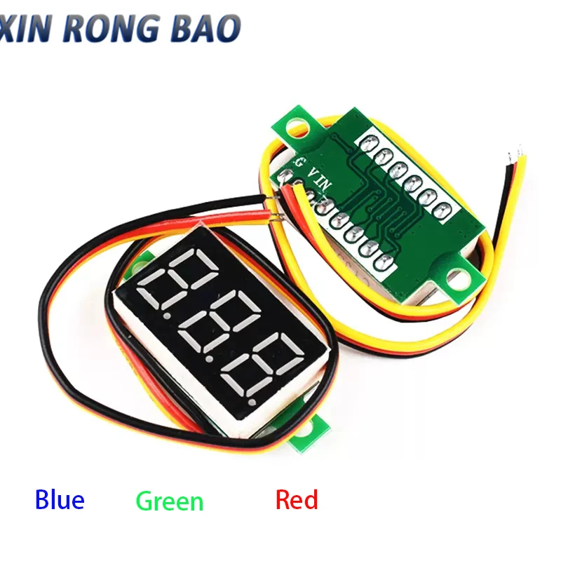 

Three wire DC digital display voltmeter 0.36 inch LED digital voltmeter DC4.5V-30V reverse connection protection