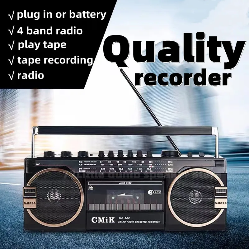Old Vintage Tape Radio 5.0 Lettore Bluetooth Radio Portatile Multi Band Usb Tf Card Nastro Da Gioco Lettore Multifunzione Mp3 Recorde