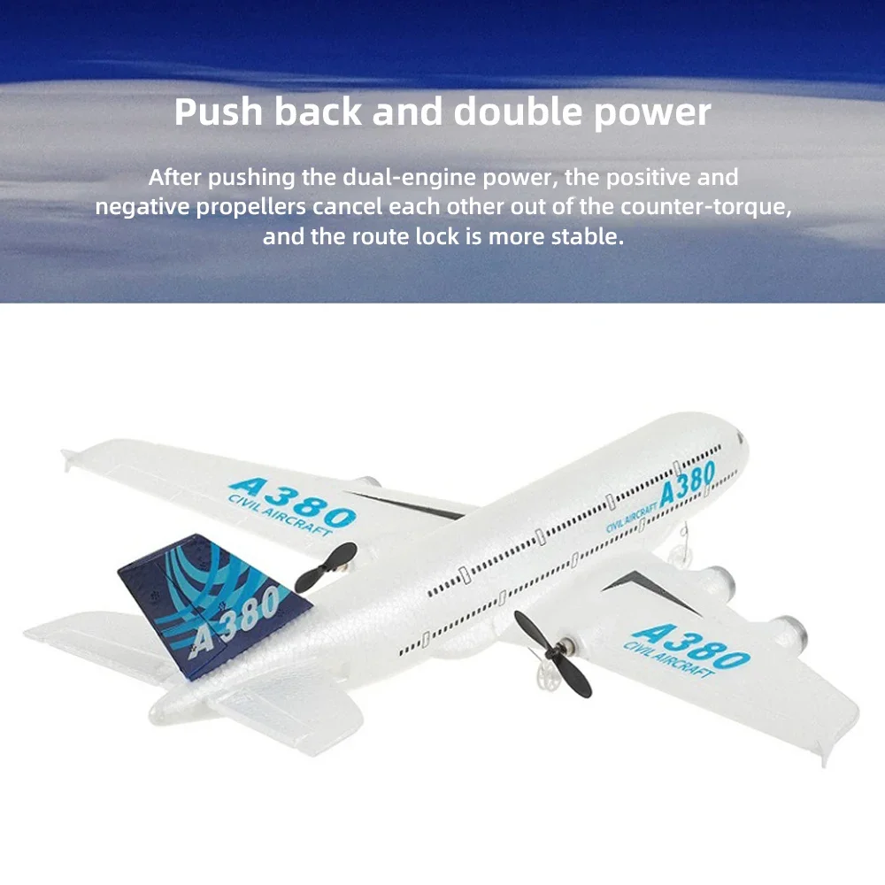 Rc Plane A380 Foam Glider Remote Control Airplane Aircraft Fixed Wing Aircraft Gyroscope Model Flying Toys for Boys Kids Gift