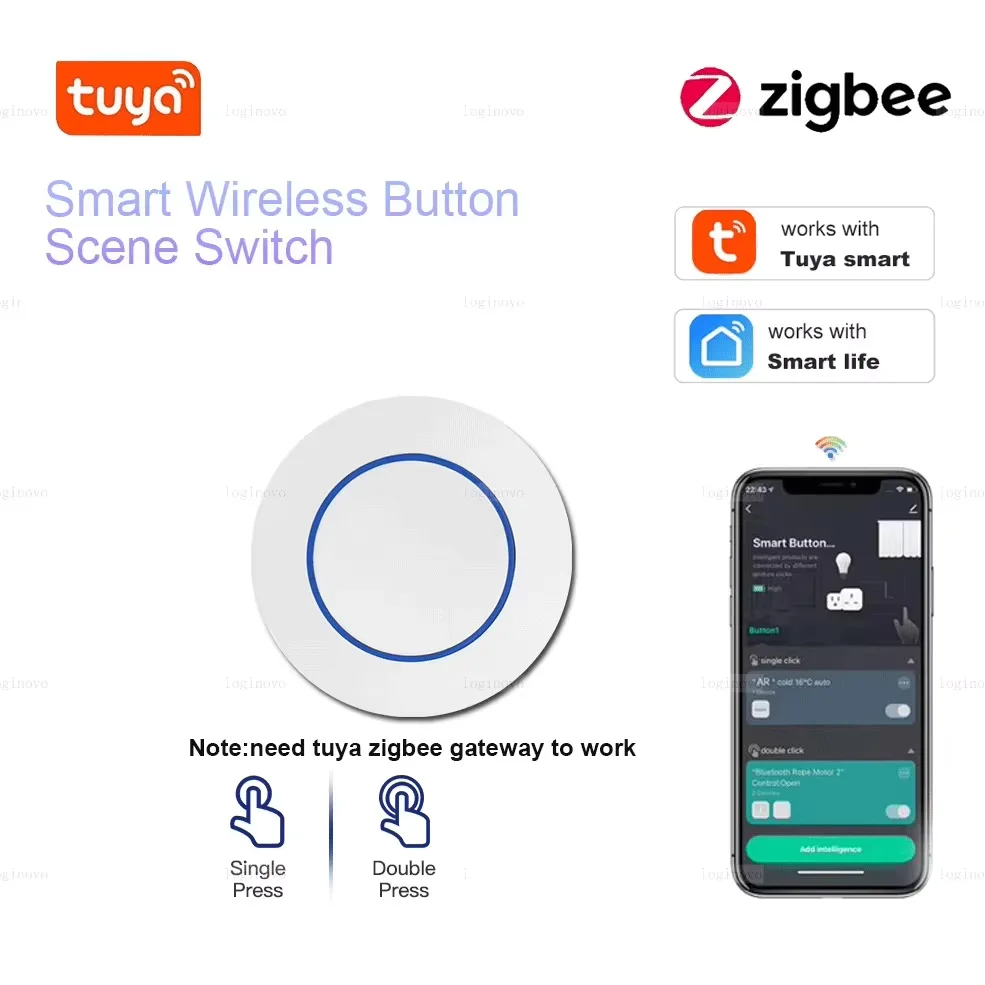 Wireless Scene Switch Tuya Zigbee Button Wireless Smart Scene Switch Automation Scenario Controller Gadgets Required Zigbee Gateway Support Smart Life
