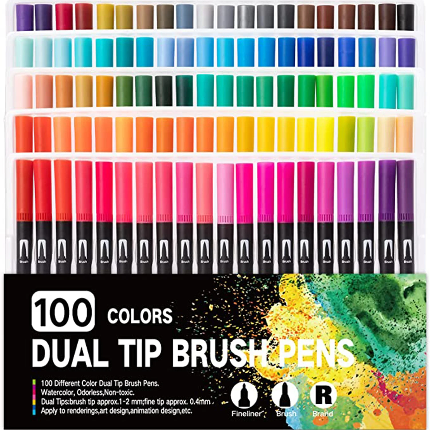 

Pack of 120 Dual Tip Brush Art Marker Pen Coloring Markers Fine & Brush Tip Pen for Adult Coloring Book Note Taking Art Supplier