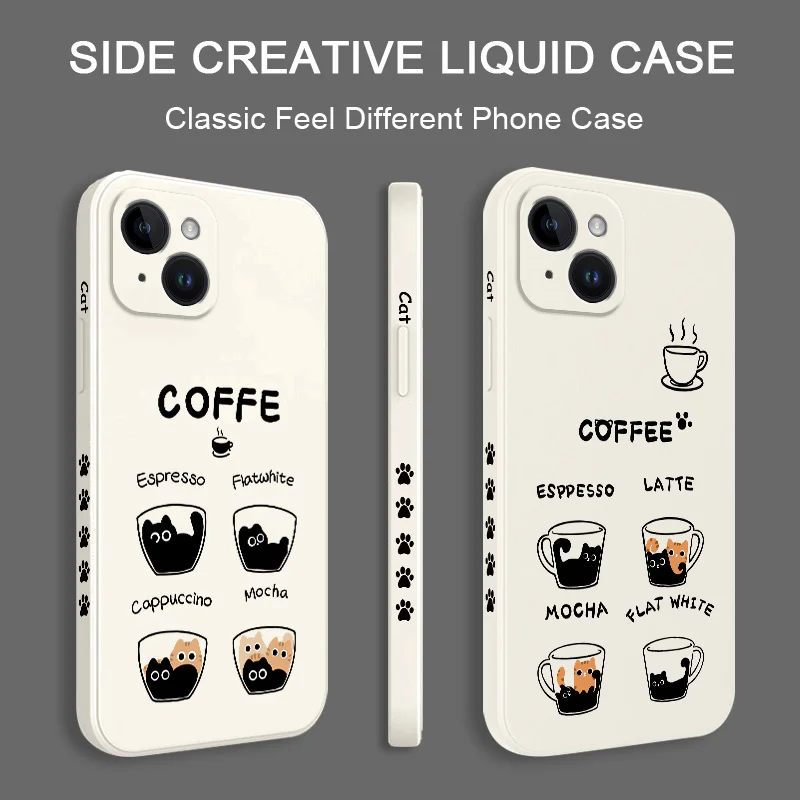 Adorable Coffee Cat Silicone Phone Case Cover