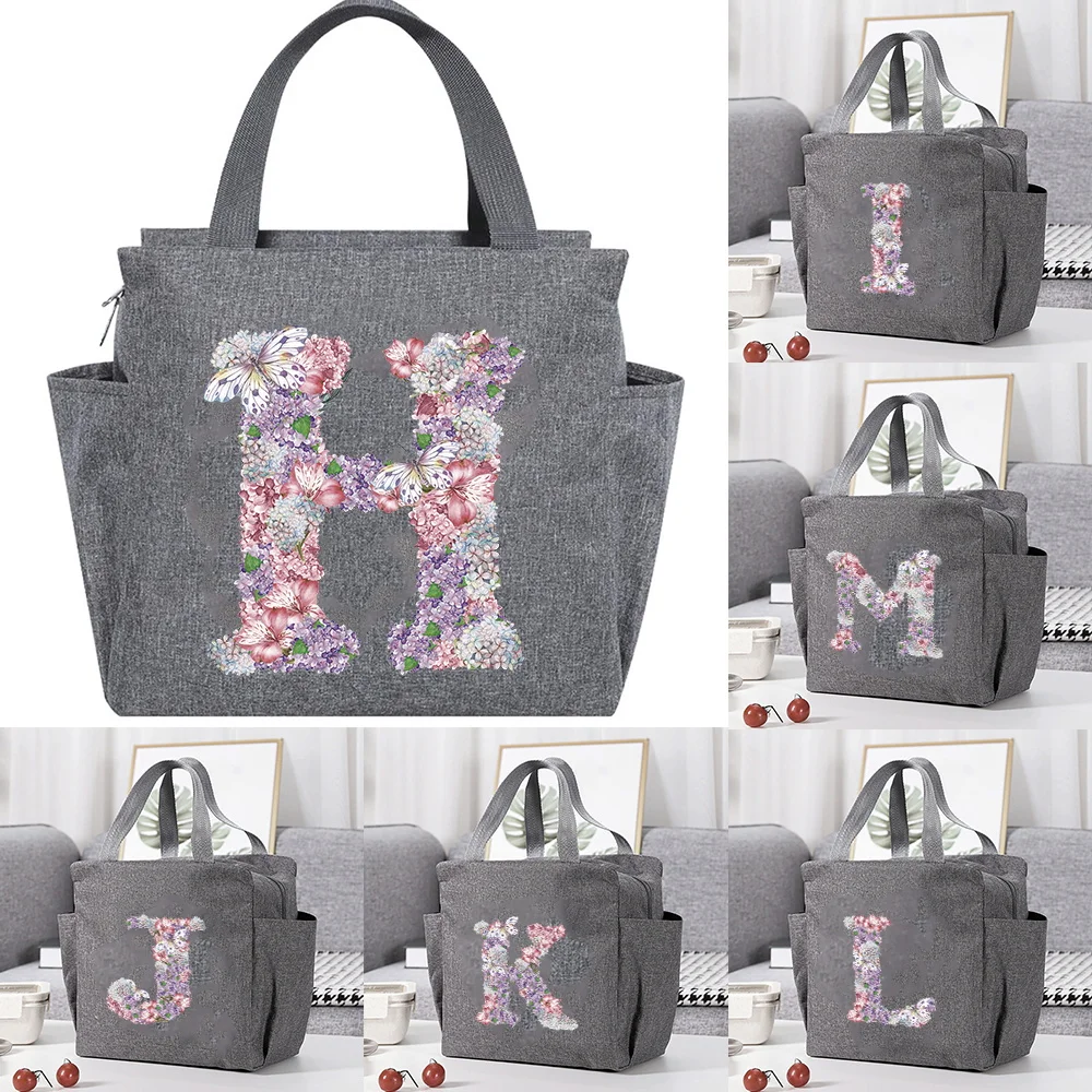 Multifunction Large Capacity Cooler Bag rose flower Print Portable Zipper Thermal Lunch Bag for Women Lunch Box Picnic Food Bag me contro te lunch bag boy girl students portable lunch bag cartoon letter print children school food box men women picnic box