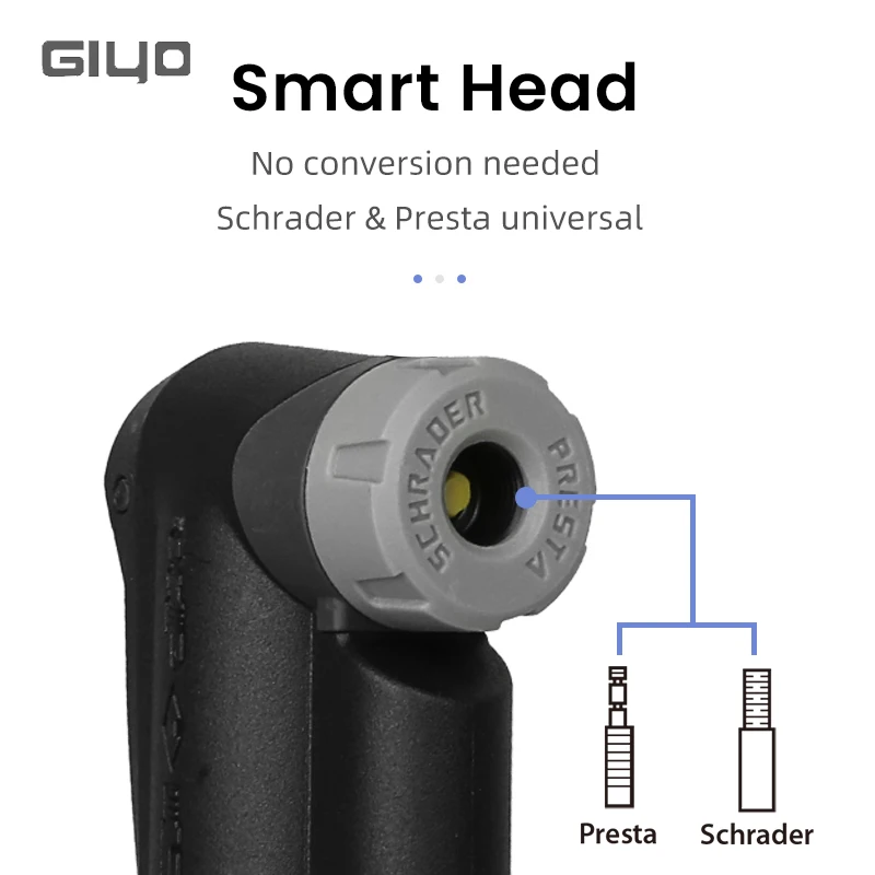 Pompa per bicicletta Giyo gonfiaggio portatile a doppia azione