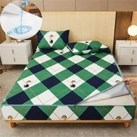 Fitted Sheet Waterproof Six-Sided With Zipper Mattress Cover Cartoon Printed Bed Cover Deep Pocket for 10/15/20/25cm Bedspreads 1