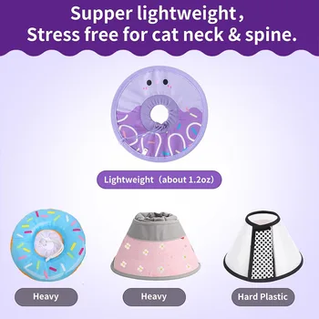 Cat Recovery Collar Lightweight Soft Cat Cone Cute Donut Shape Adjustable Waterproof Pet Collar After Surgery to Prevent Licking 3