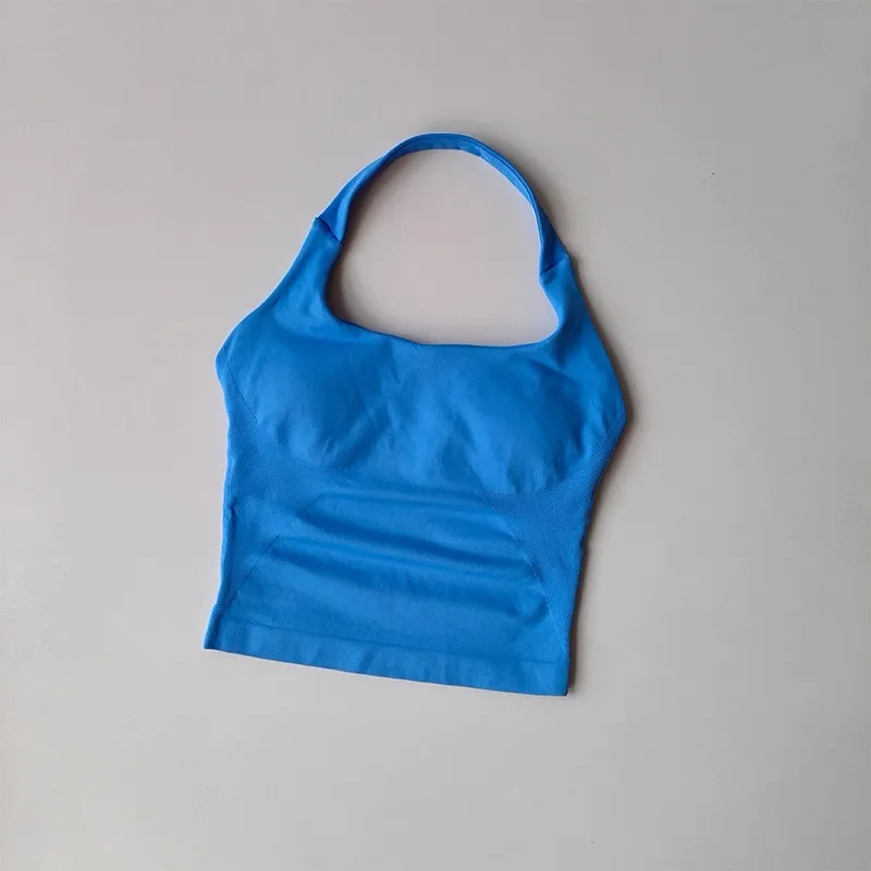 2PCs Peach High Waist Belly Hip Lifting Sports Bras Shorts Suit Gathering Shock-proof Neck Halter Yoga Suit Running Fitness Set