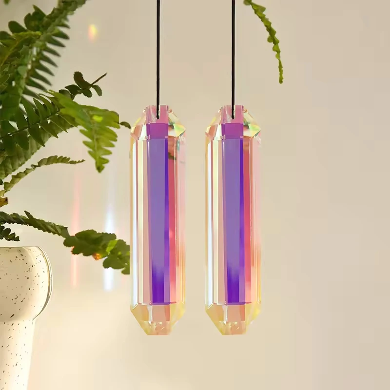 76/120mm Rainbow Reflection Crystal Suncatcher Faceted Glass Chandelier Prism Replacement Pendant Window Hanging Decor