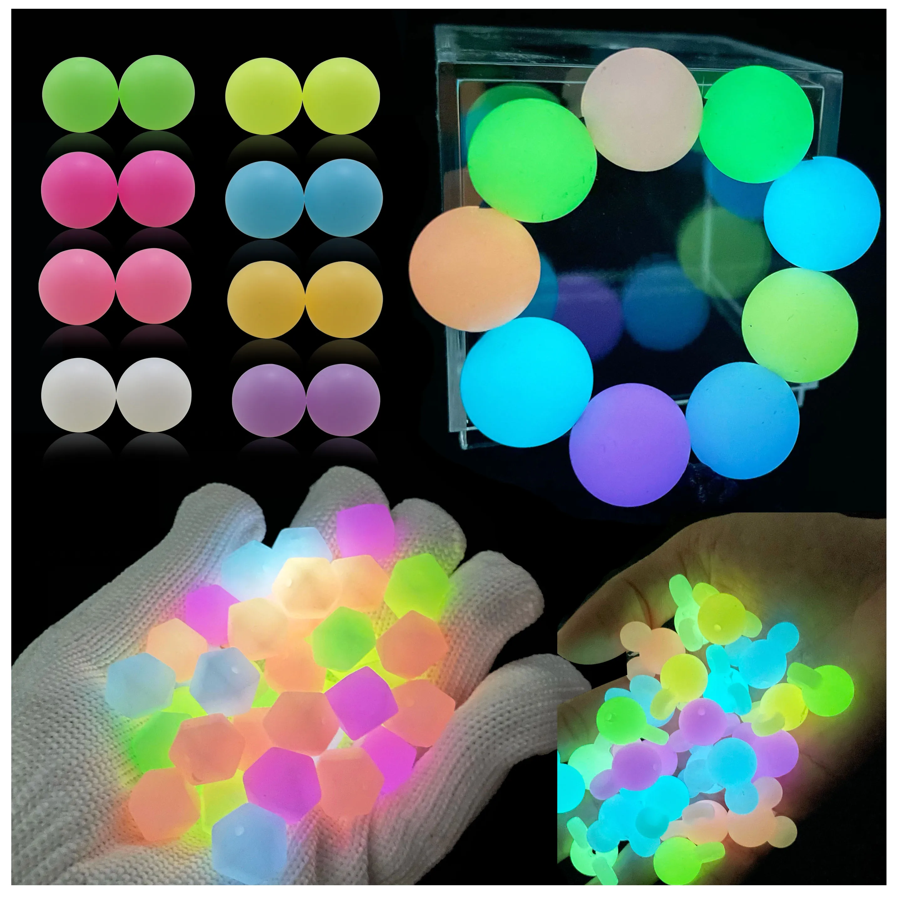 Luminous Silicone Beads, Glow in The Dark 15mm Round Printed Beads