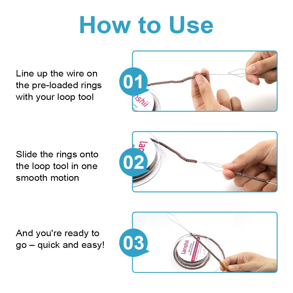 Lanshii 사전 충전된 실리콘 라이닝 마이크로 링 ? I-Tip 및 마이크로 링크 헤어 익스텐션용 1000개 5.0×3.0×3.0mm 비즈