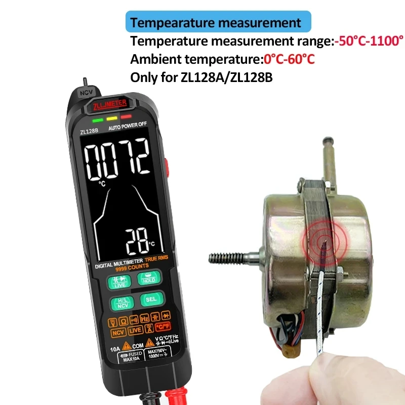 Profession elles digitales intelligentes Multimeter 9999 zählt T-RMS Wechselstrom-Stroms pannungs detektor Kapazitäts temperatur Auto-Range-Multimeter