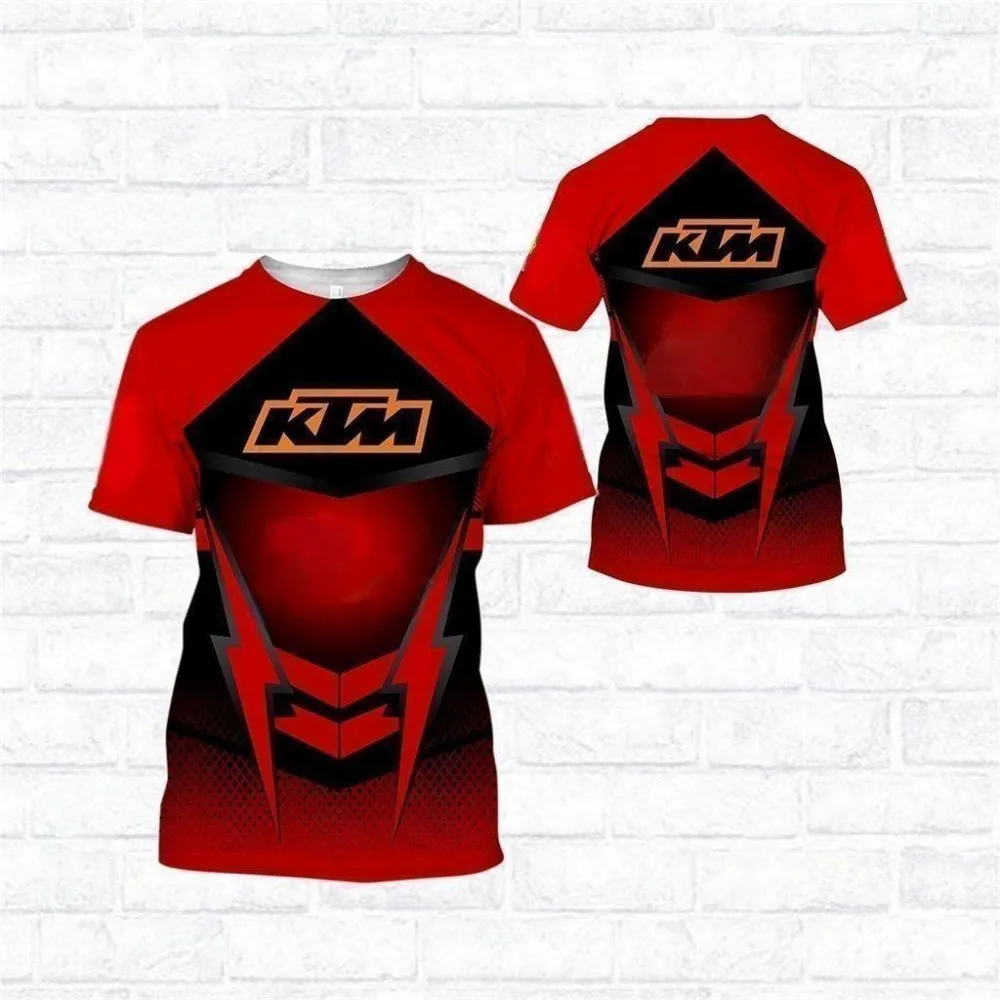 New trendy distinctive design comfortable lightweight motorcycle off-road riding 3D printed KTM short sleeved sport T-shirt 3