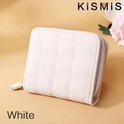 Kawaii Cute Luxury Designer Pink Leather Women's Wallet - Small Coin Purse Holder (White)