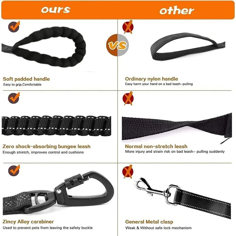Heavy Duty Dog Leash with Car Harness and Comfortable Padded Handle and Highly Reflective - PeticaDeals
