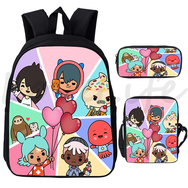 Toca Life World Backpack for Boys Girls Toca Boca Print Zipper Bagpacks  Knapsack 3Pcs/set Students School Bag kids Mochila - AliExpress