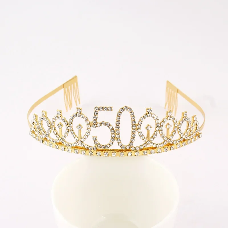 30 40 50 60 70 80 Birthday Tiara Crown Headband for Women Happy 30th 40th 50th 60th 70th 80th Birthday Party Decoration Gifts