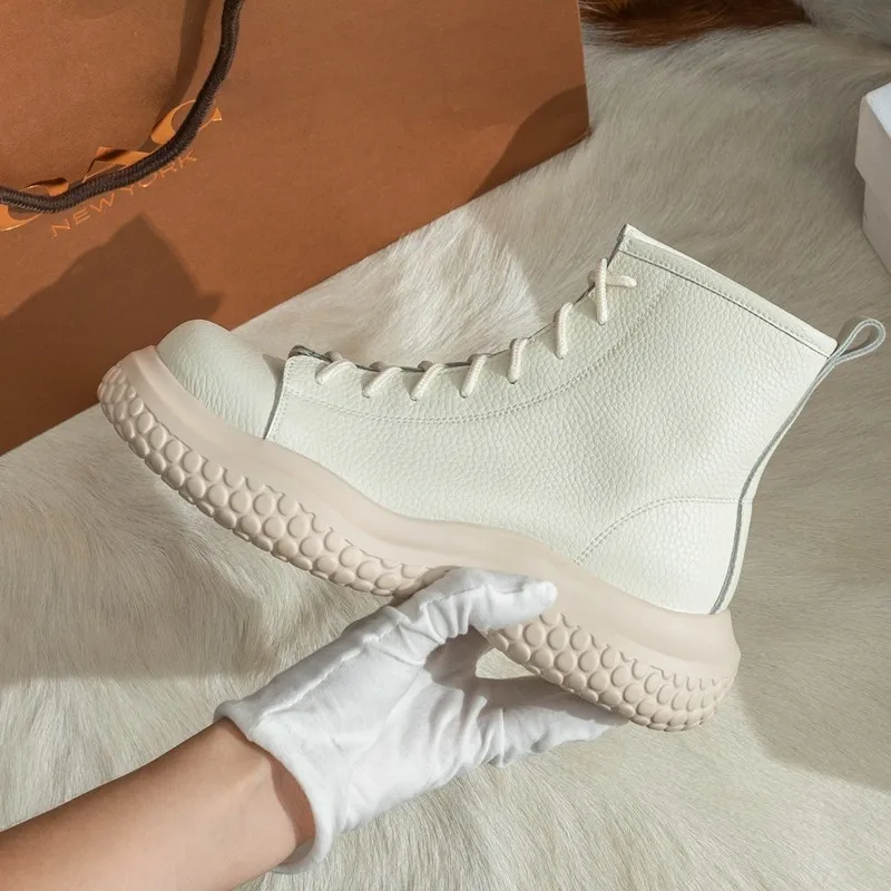 Новинка 2023, женские ботильоны, модные осенне-зимние спортивные ботинки на шнуровке, Уличная обувь на платформе, Женские повседневные ботильоны