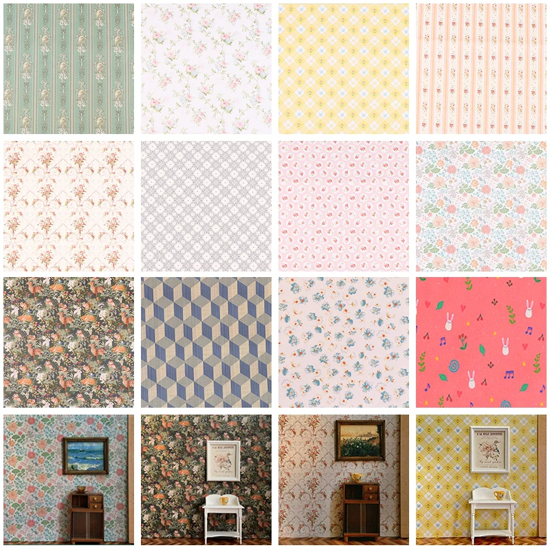Toddmomy – 5 Hojas De Papel Tapiz Para Casa De Muñecas, Pegatinas De Pared Autoadhesivas Y Removibles, Tamaño 29.7 X 21 Cm, Varios Colores Y Diseños