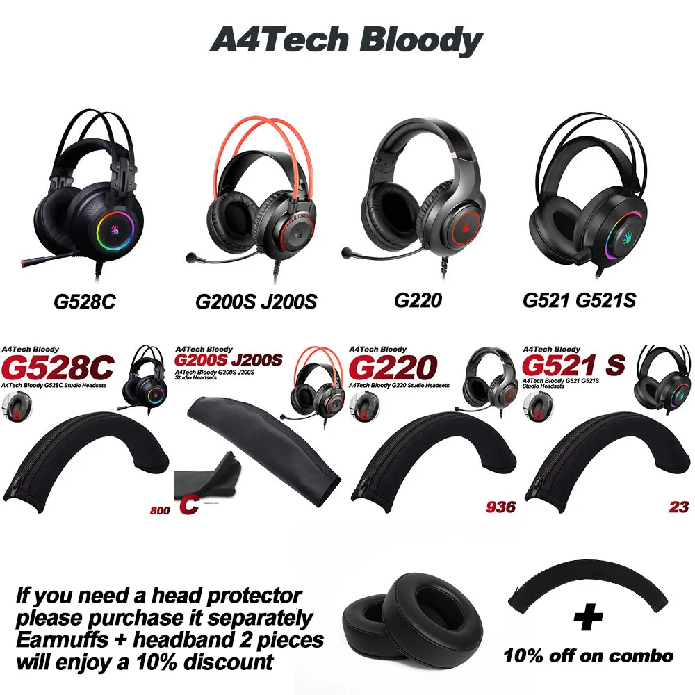 Earphone pads For A4Tech Bloody G528C G200S J200S G220 G521 G521S replacement Earpads headphones cloth Memory Sponge