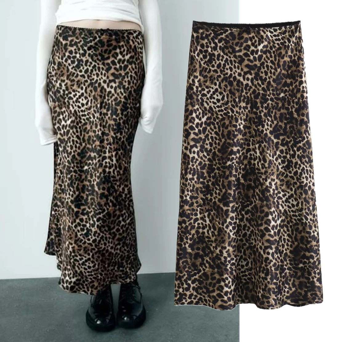 Dave & Di French Ladies High Street Fashion Leopard Print Gonna Midi Donna Mujer Faldas Moda 2024 Gonne Donna Xs-L