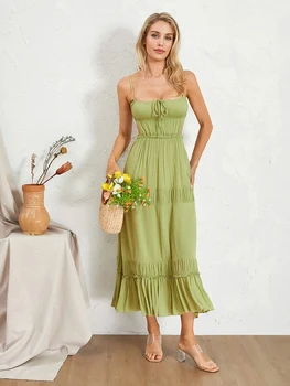 Elegant Floral Print Maxi Dress with V-Neckline and Ruffled Hem Perfect for Summer Parties and Beach Vacations 4