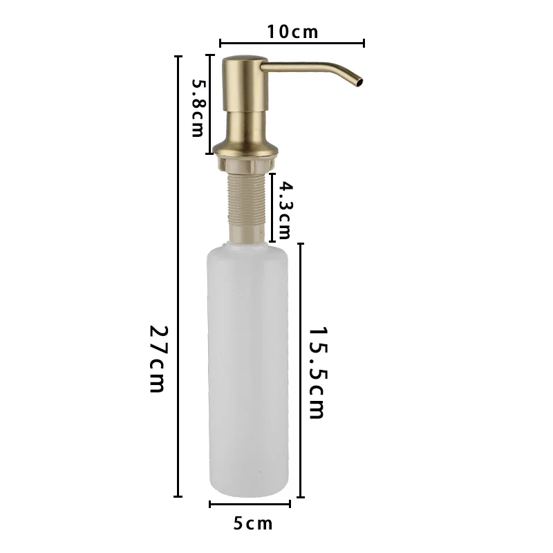 ULA Golden Soap Dispenser For Kitchen Sink Stainless Steel Refill from The Top Built in Design for Counter with Liquid Bottle images - 6