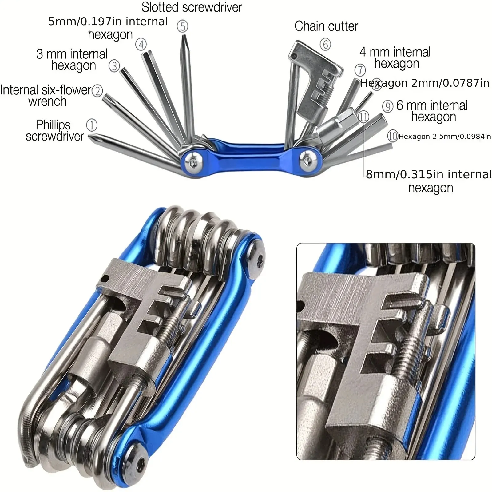 11 In 1 Bike Repair Tool Kit Portable Multifunctional For Outdoor Bicycle Cycling