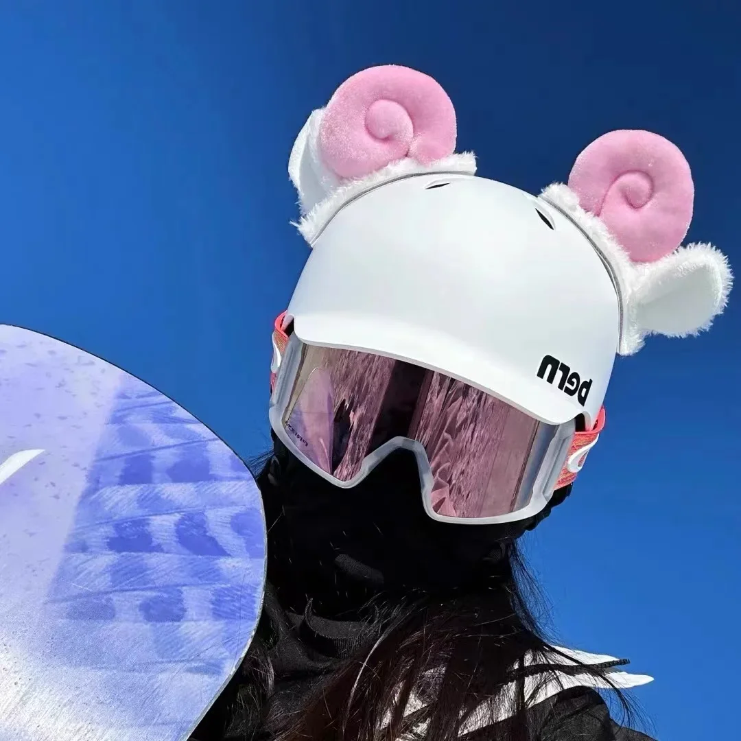 Cute Plush Cat Ears ski Helmet Decor Cycling Styling Cosplay Helmet Ornaments Decoration Headwear Stickers Accessories
