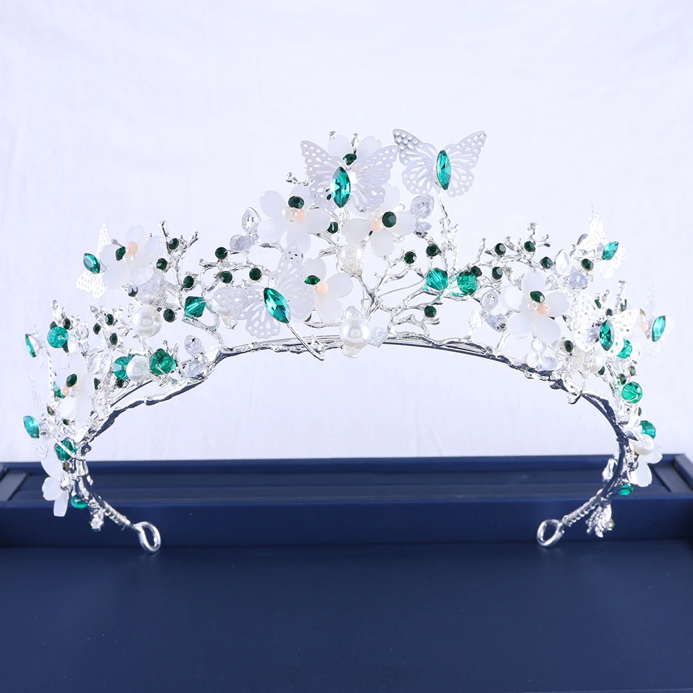Luxury Wedding Crown Butterfly Crystal Bridal Tiara Sliver Alloy Queen Headpiece For Wedding Banquet Jewelry Hair Accessories