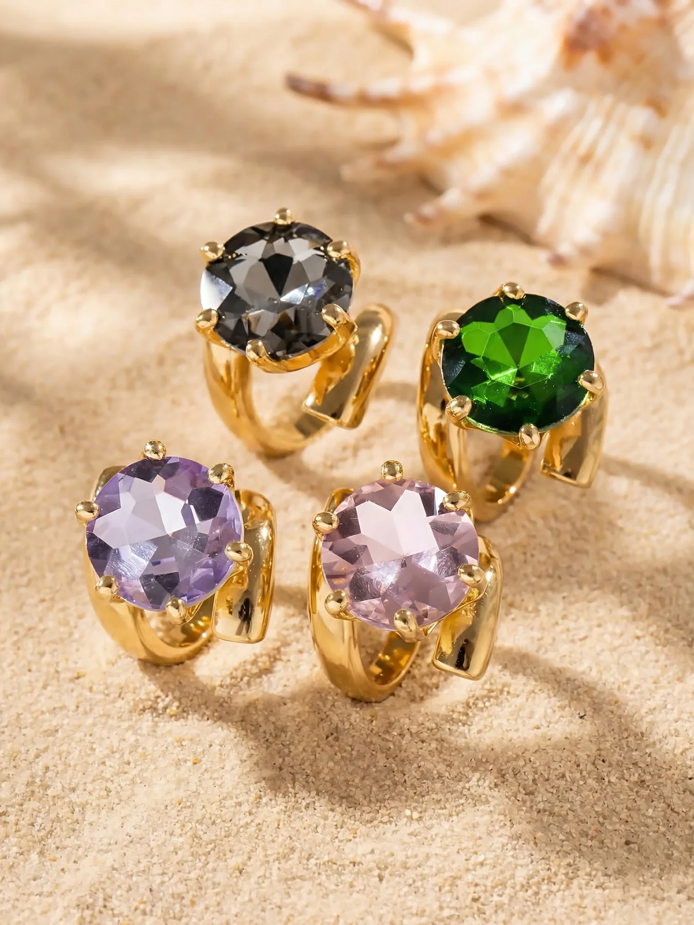 Funkelnde Große Zirkon-Ringe für Frauen 18k Vergoldeter Edelstahl-Ring Statement Spiral-Draht-Ringe Krappenfassung Edelstein-Ring – Detail 8