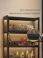 Figure Cabinet With Lock Acrylic Dust Proof Display Rack Model Bubble Mart Storage Blind Box Organizer 2